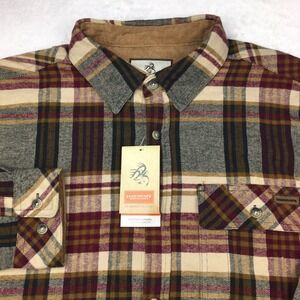 LEGENDARY WHITETAILS Flannel Shirt Mens Large Burgundy/Tan Plaid NWT!